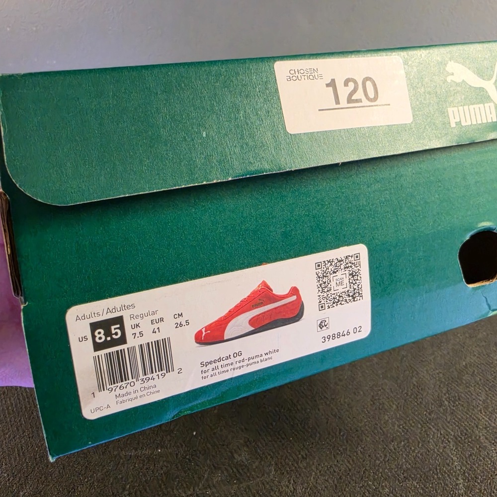 New Mens US 8.5 EUR 41 / UK 7.5 / Puma Speedcat OG Red White 398846-02 Suede F1 - Picture 11 of 12